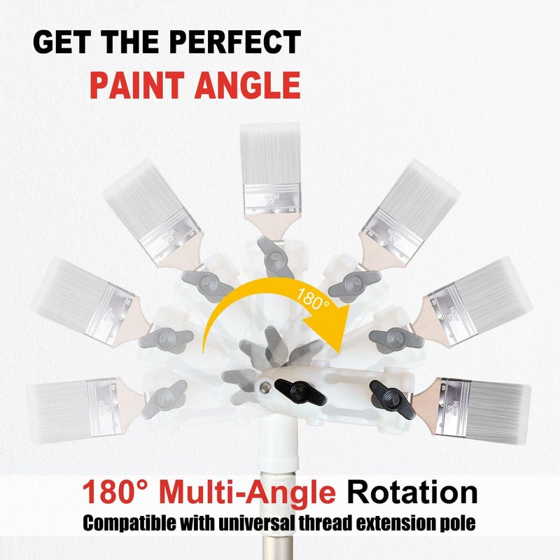 timebetter Multi Angle Paint Brush Extender V2, Long Handle Paint Brush, Extension Pole Attachments for Paint Roller, Paint Edger Tool for High Ceilings, Corner Painting Tool for Paint Extension Pole (White) - Image 3